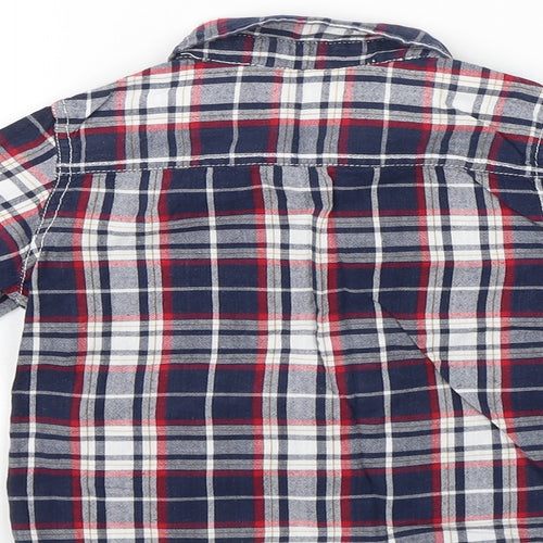 Preworn Baby Blue Plaid  Basic Button-Up Size 18-24 Months