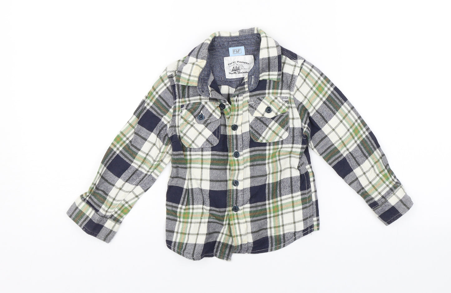 F&F Baby Blue Plaid  Basic Button-Up Size 18-24 Months