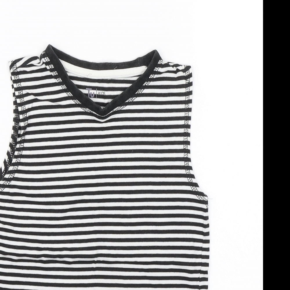 TU Girls Black Striped  Basic Tank Size 6-7 Years