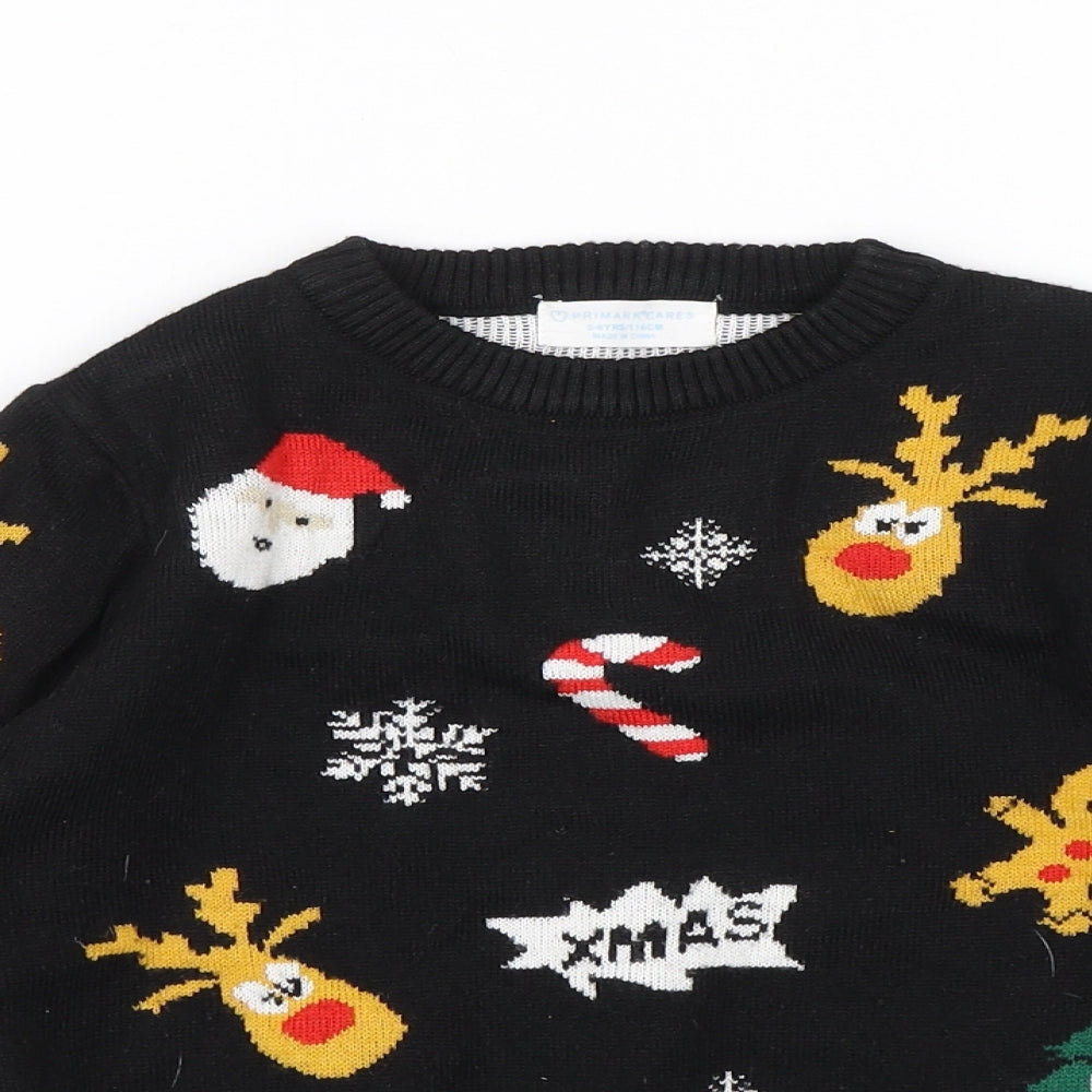 Primark Boys Black   Pullover Jumper Size 5-6 Years  - Christmas Jumper