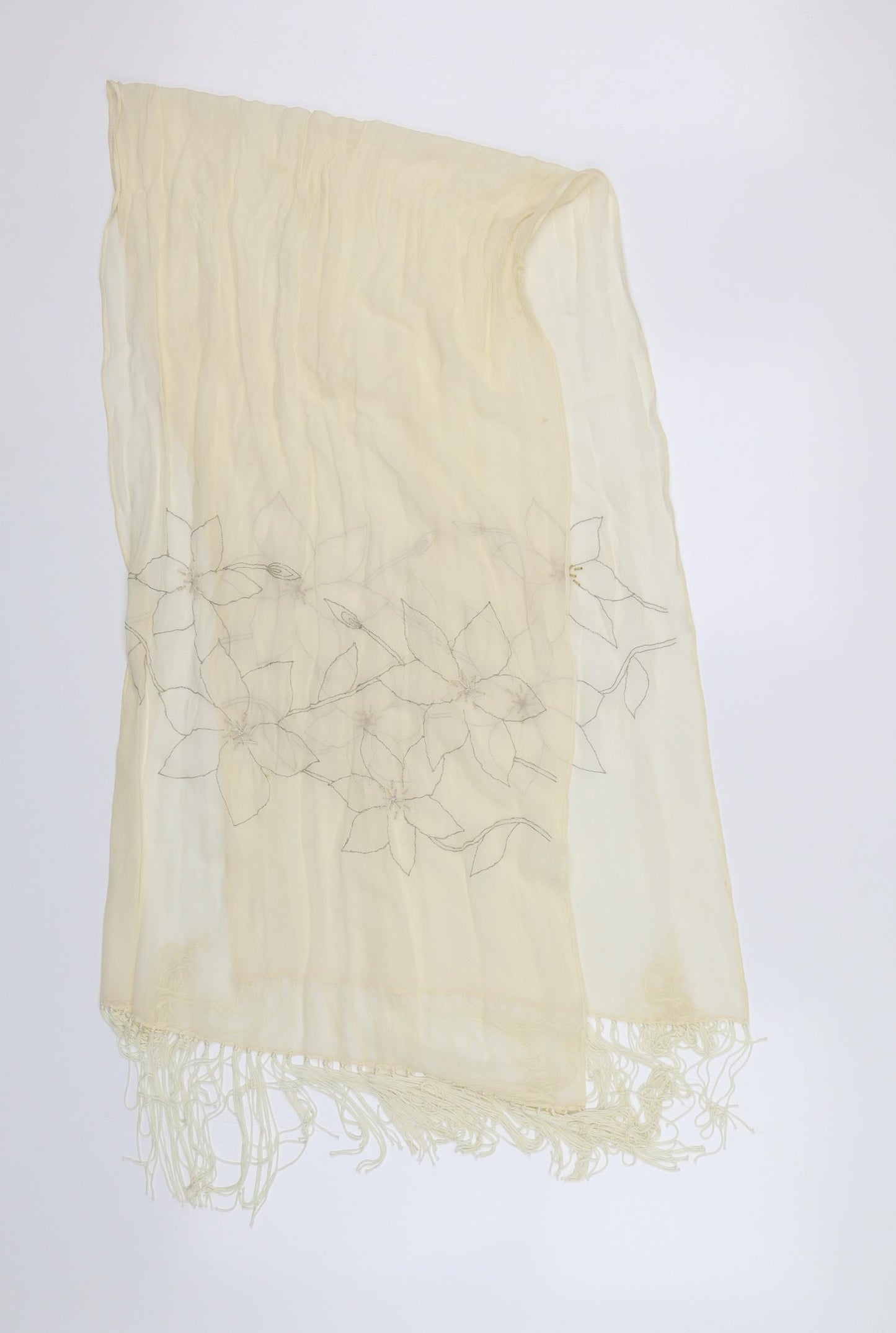 Preworn Unisex White Floral   Scarf