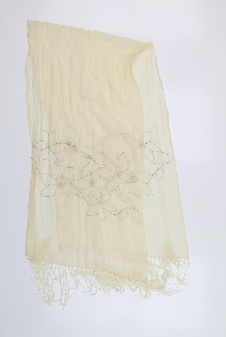Preworn Unisex White Floral   Scarf