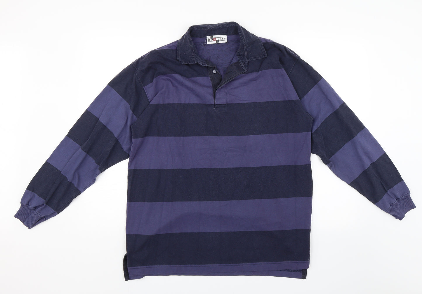 Casuals Mens Blue Striped   Polo Size M
