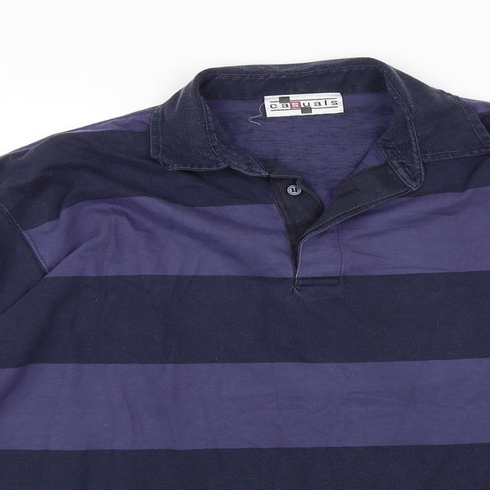 Casuals Mens Blue Striped   Polo Size M