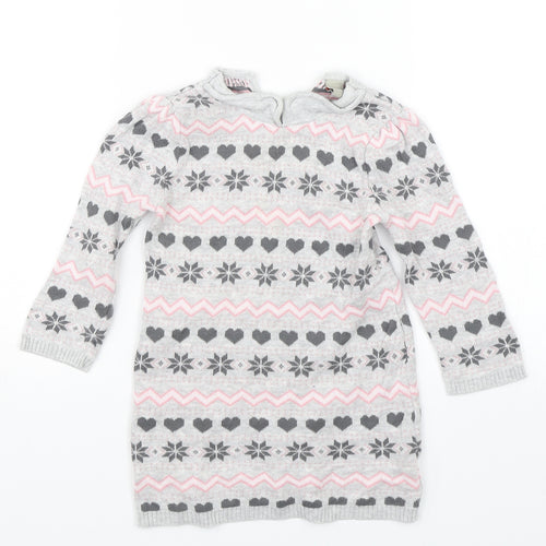 TU Baby Grey Fair Isle  Jumper Dress  Size 9-12 Months