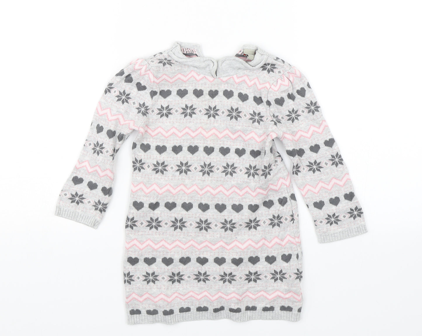 TU Baby Grey Fair Isle  Jumper Dress  Size 9-12 Months
