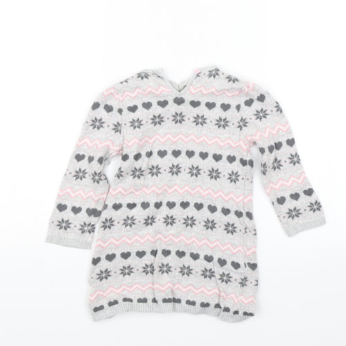 TU Baby Grey Fair Isle  Jumper Dress  Size 9-12 Months
