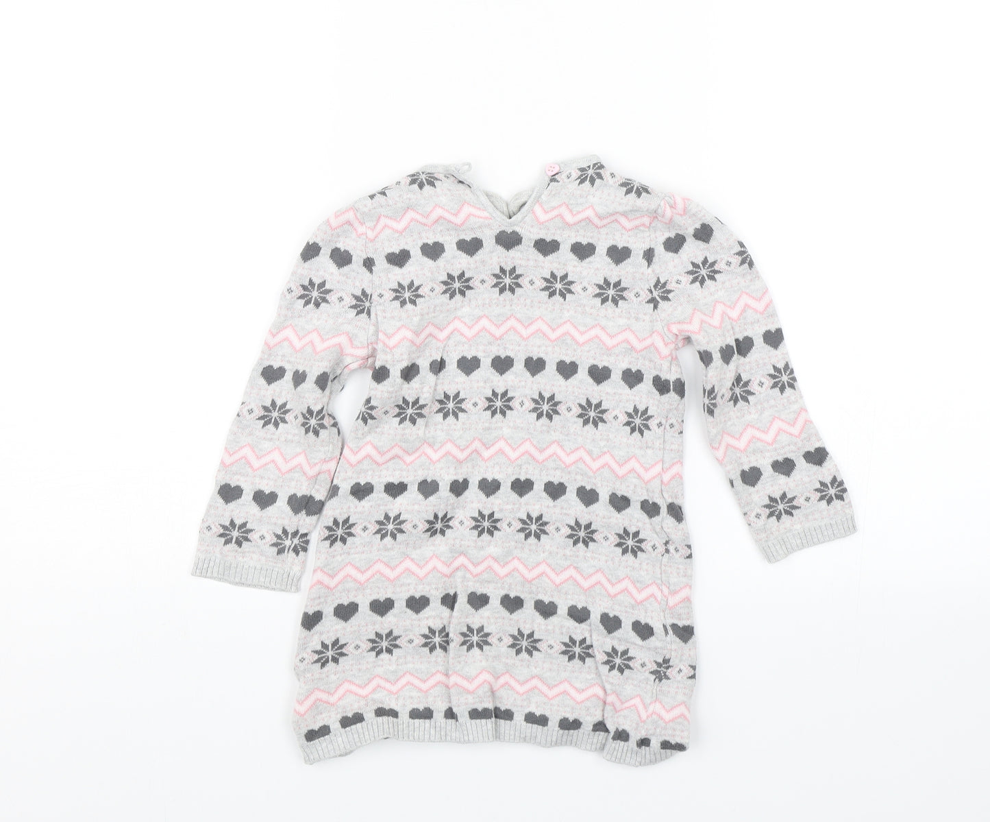 TU Baby Grey Fair Isle  Jumper Dress  Size 9-12 Months