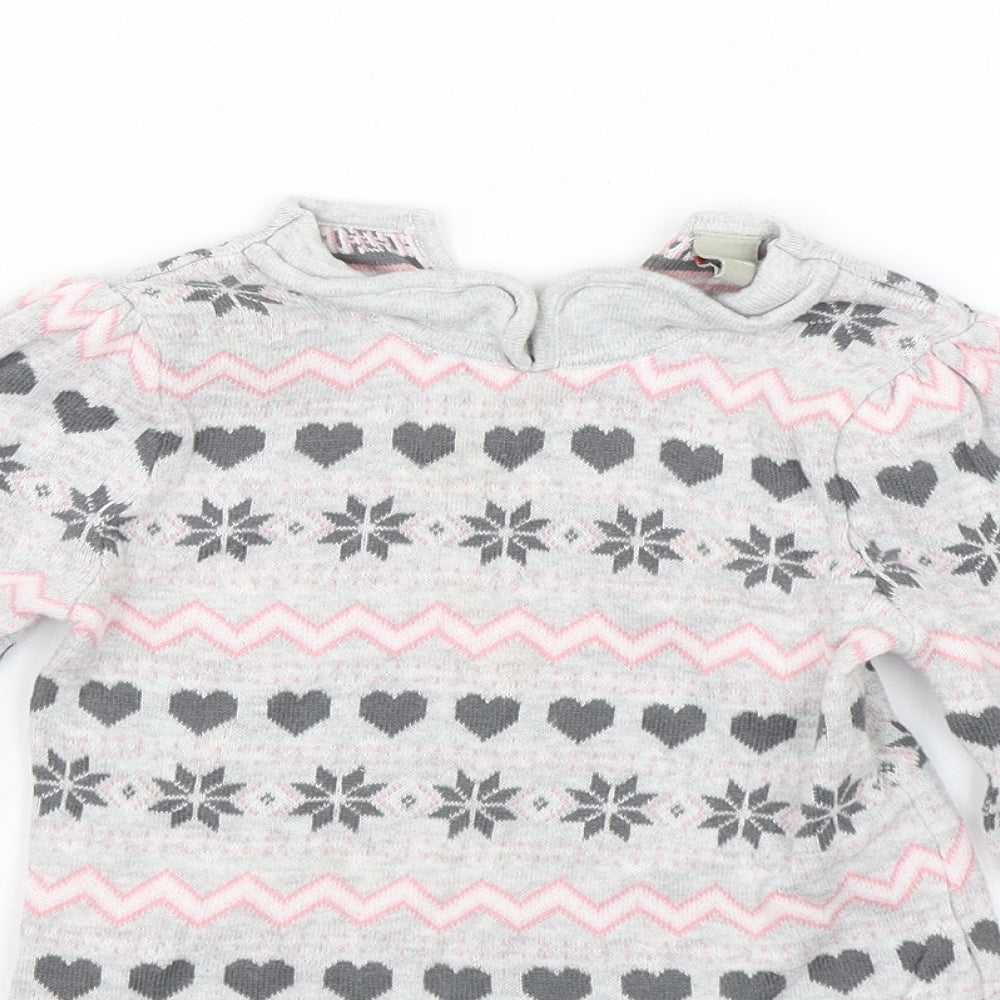 TU Baby Grey Fair Isle  Jumper Dress  Size 9-12 Months