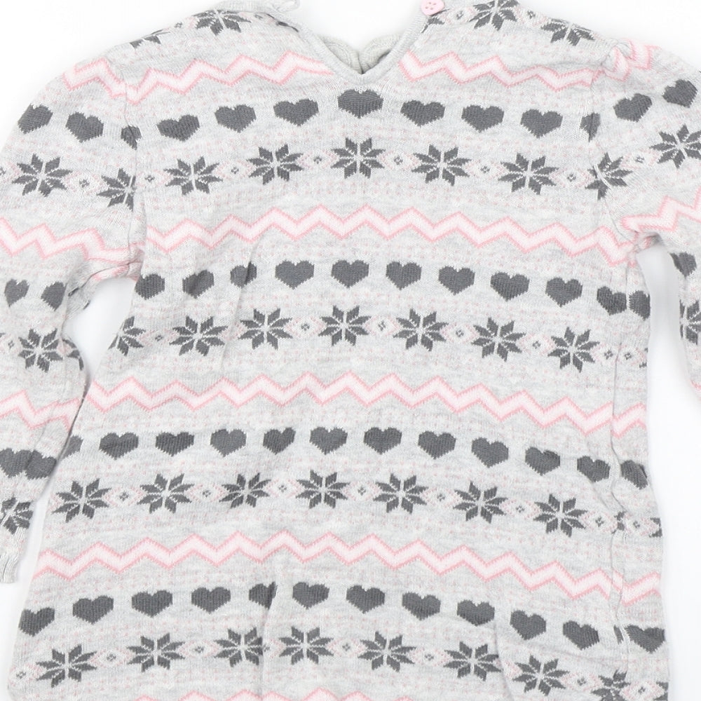 TU Baby Grey Fair Isle  Jumper Dress  Size 9-12 Months