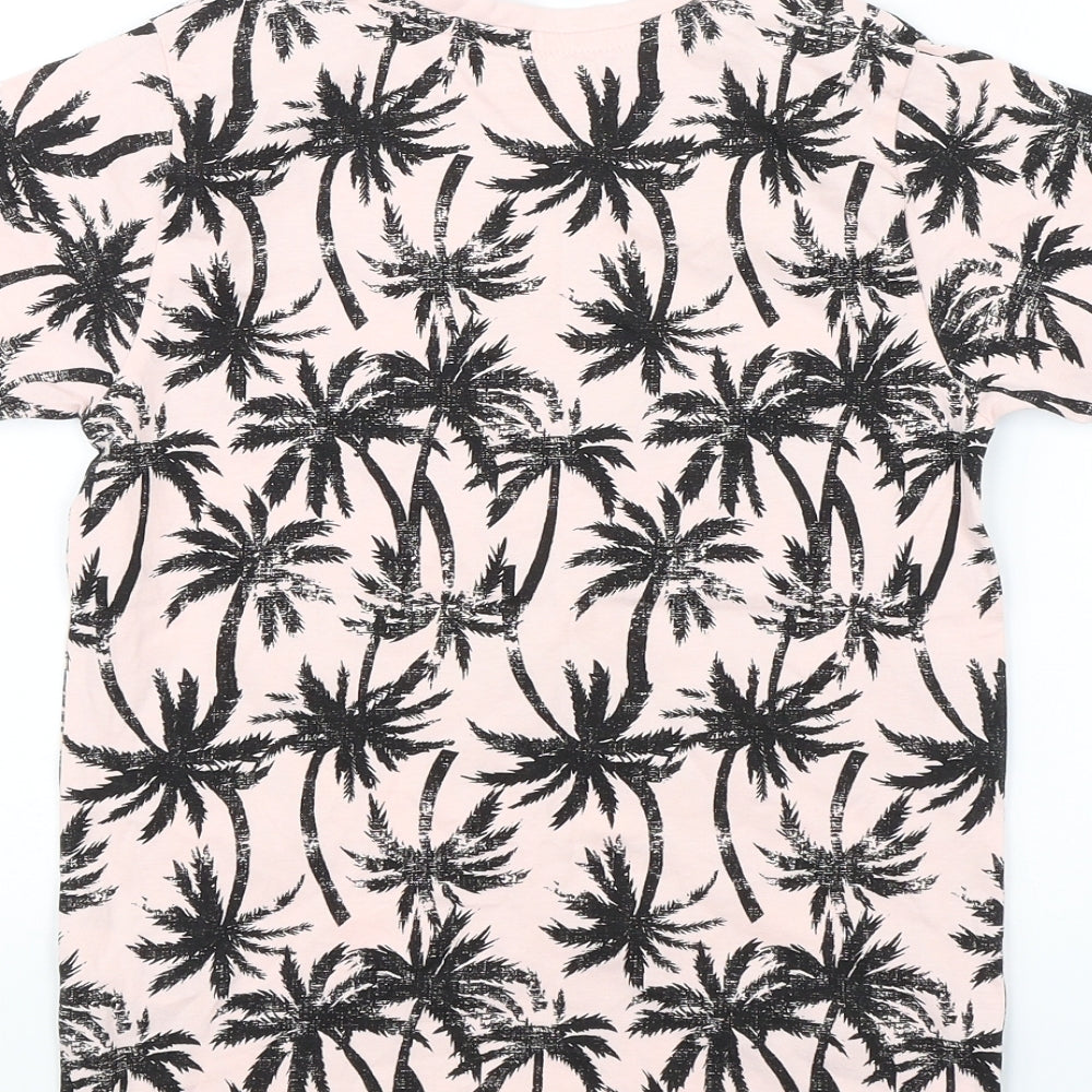 Primark Boys Pink   Basic T-Shirt Size 7-8 Years  - Palm trees