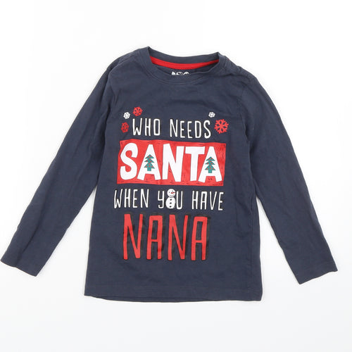 Nutmeg Boys Blue   Basic T-Shirt Size 5-6 Years  - Who Needs Santa When You Have Nana