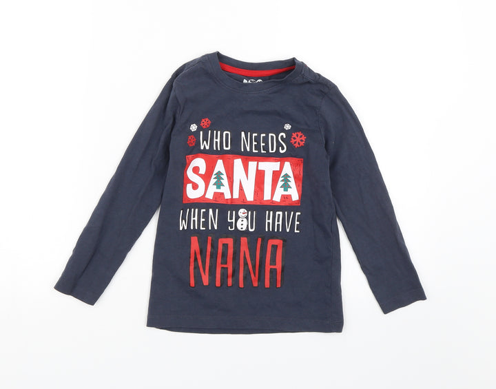 Nutmeg Boys Blue   Basic T-Shirt Size 5-6 Years  - Who Needs Santa When You Have Nana
