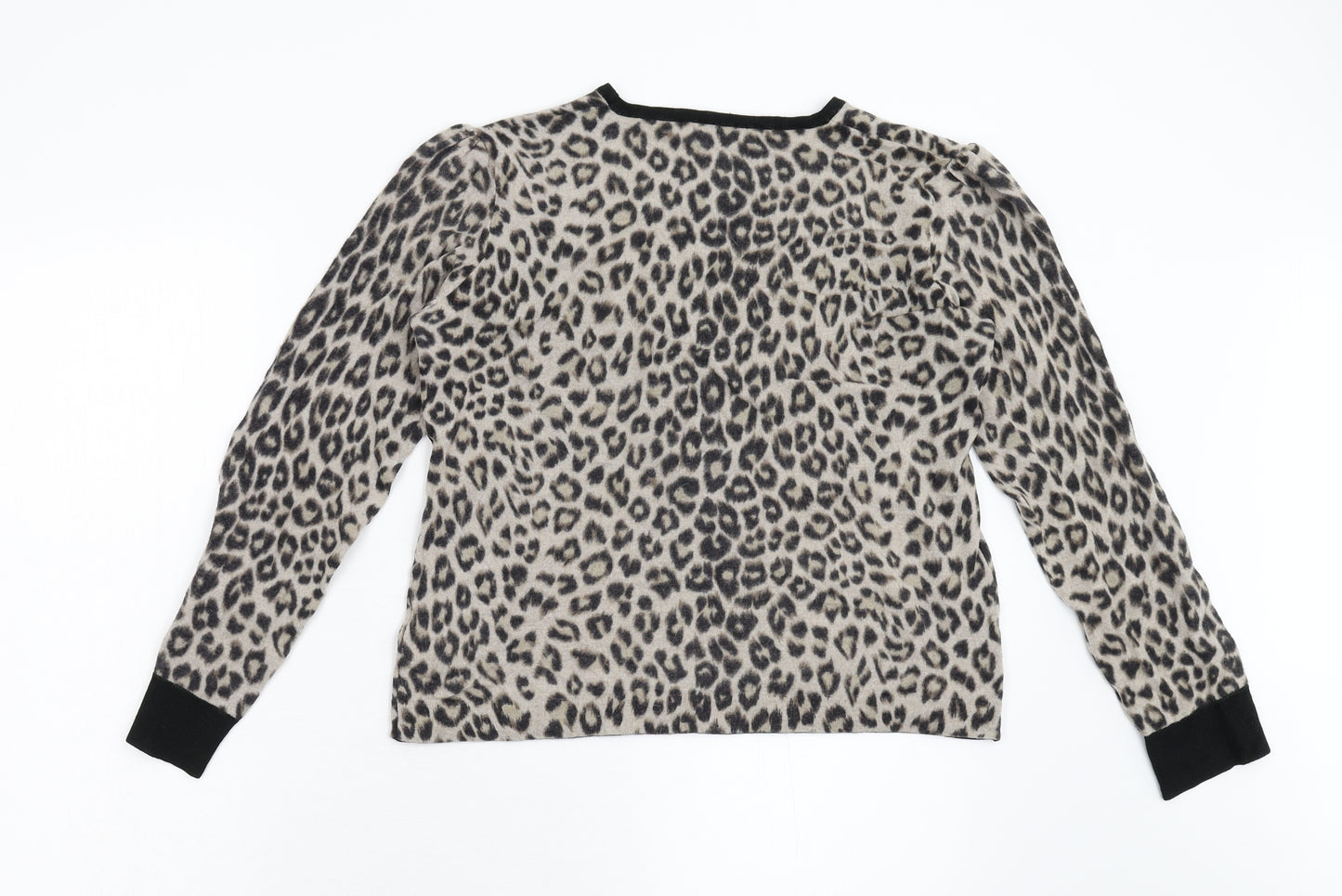 N248 Womens Multicoloured Animal Print Knit Pullover Jumper Size M