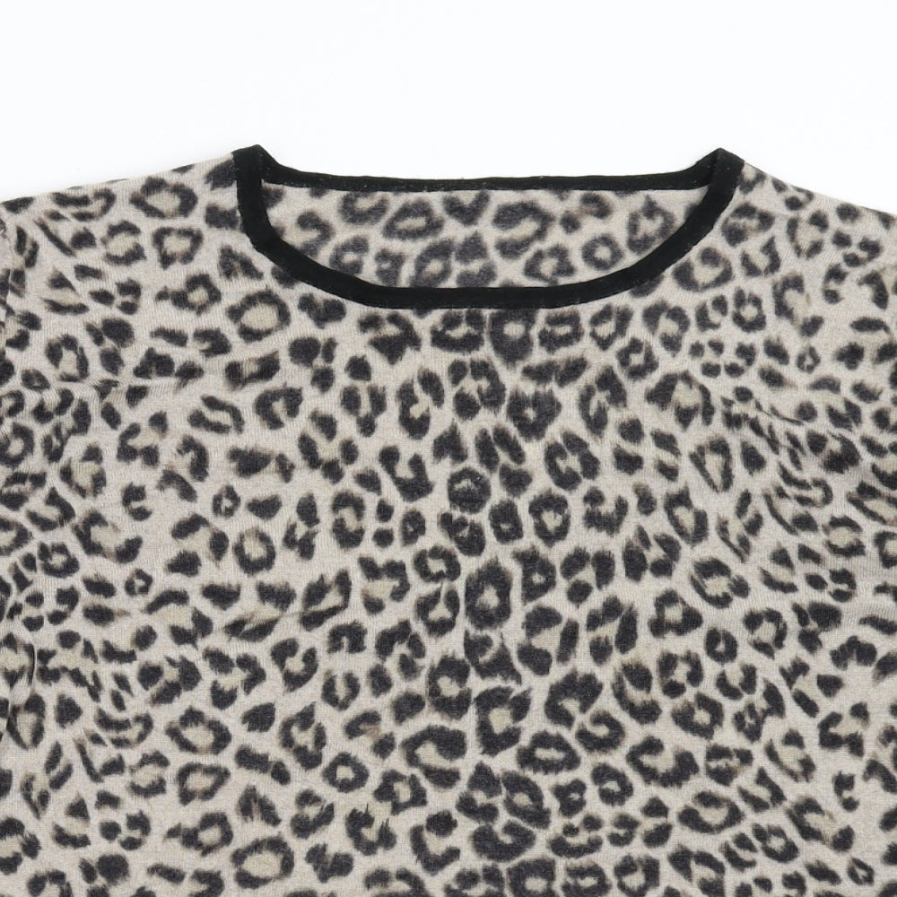 N248 Womens Multicoloured Animal Print Knit Pullover Jumper Size M
