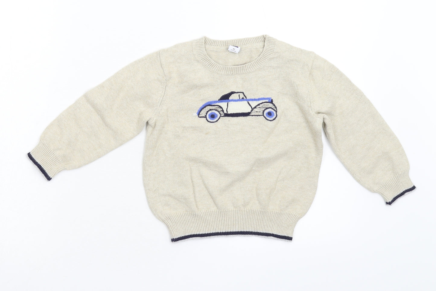 Janie & Jack Boys Beige  Knit Pullover Jumper Size 2 Years