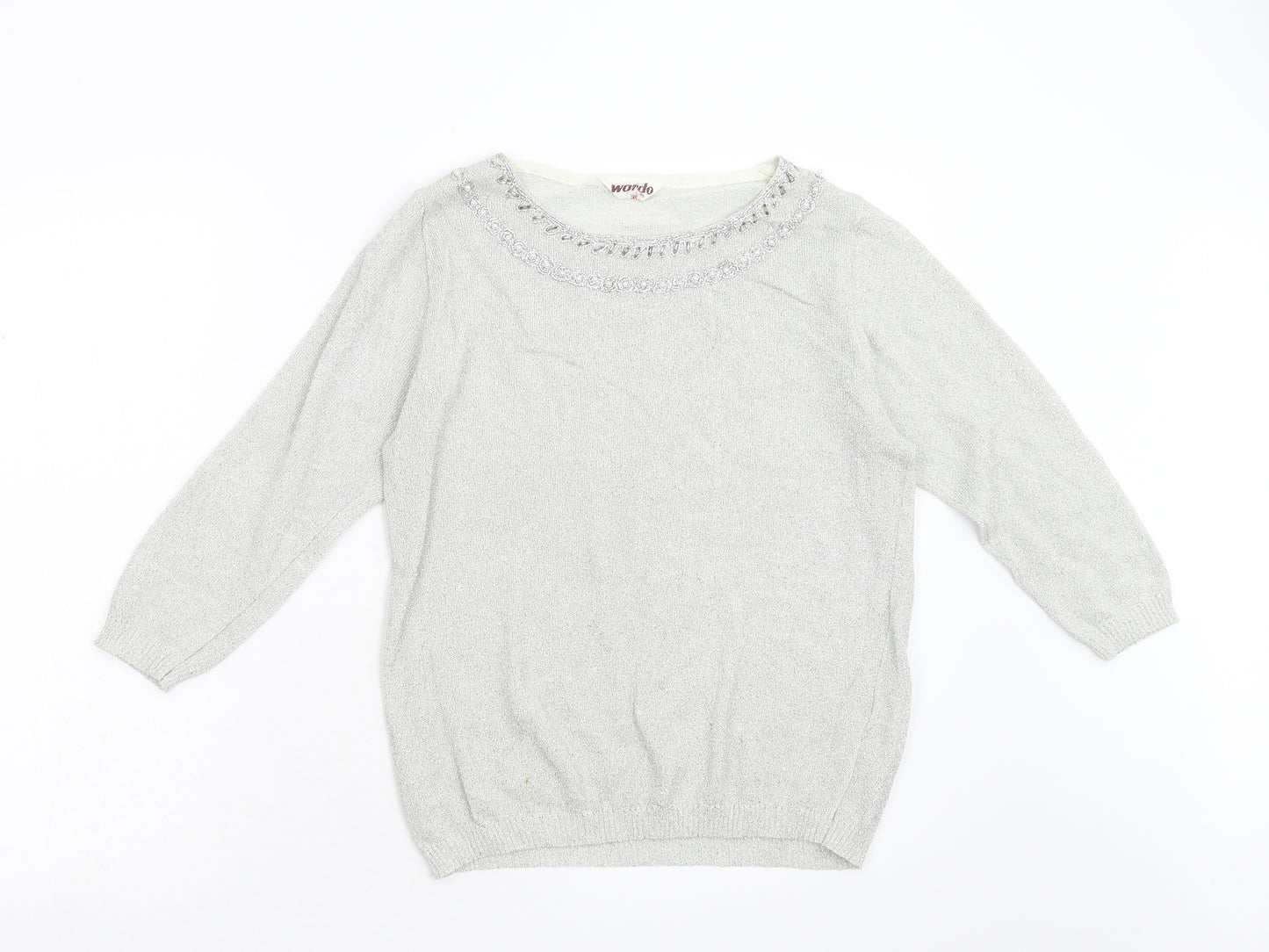 Wardo Womens Silver  Knit Pullover Jumper Size 38