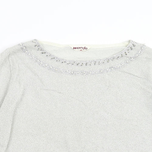 Wardo Womens Silver  Knit Pullover Jumper Size 38
