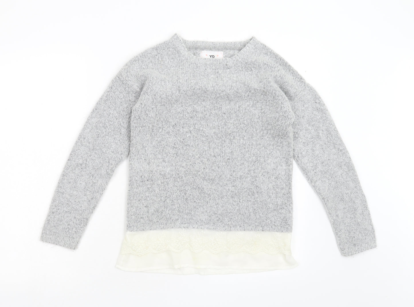 YD Girls Grey  Knit Pullover Jumper Size 12-13 Years