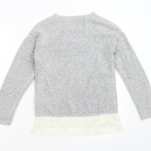 YD Girls Grey  Knit Pullover Jumper Size 12-13 Years