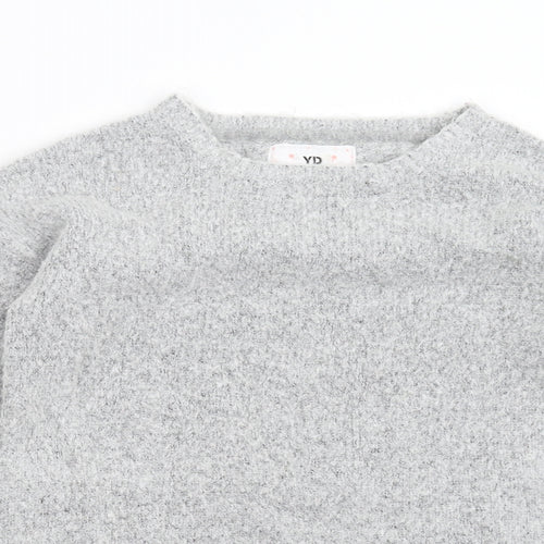 YD Girls Grey  Knit Pullover Jumper Size 12-13 Years