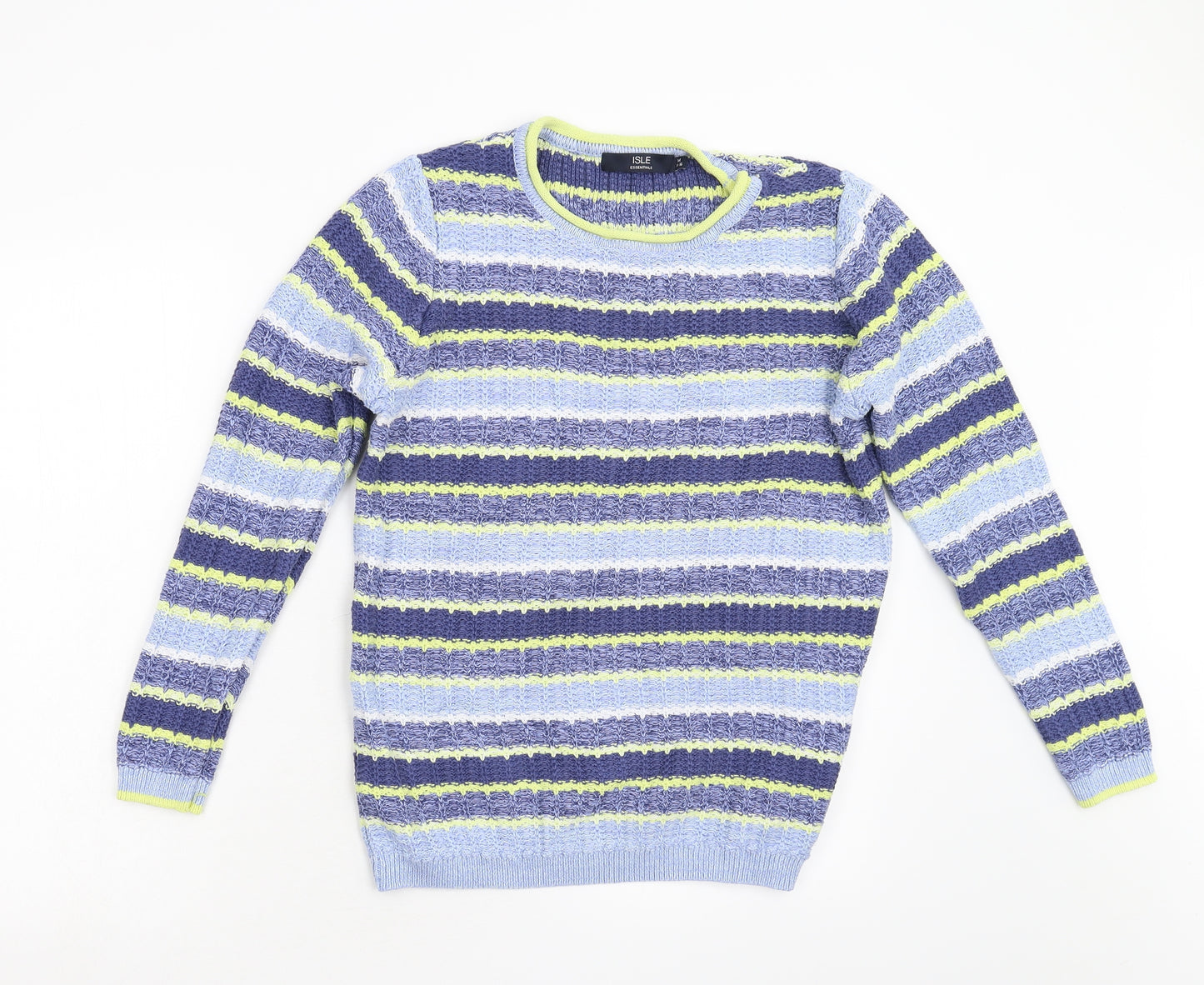 Isle Womens Blue Striped Knit Pullover Jumper Size M