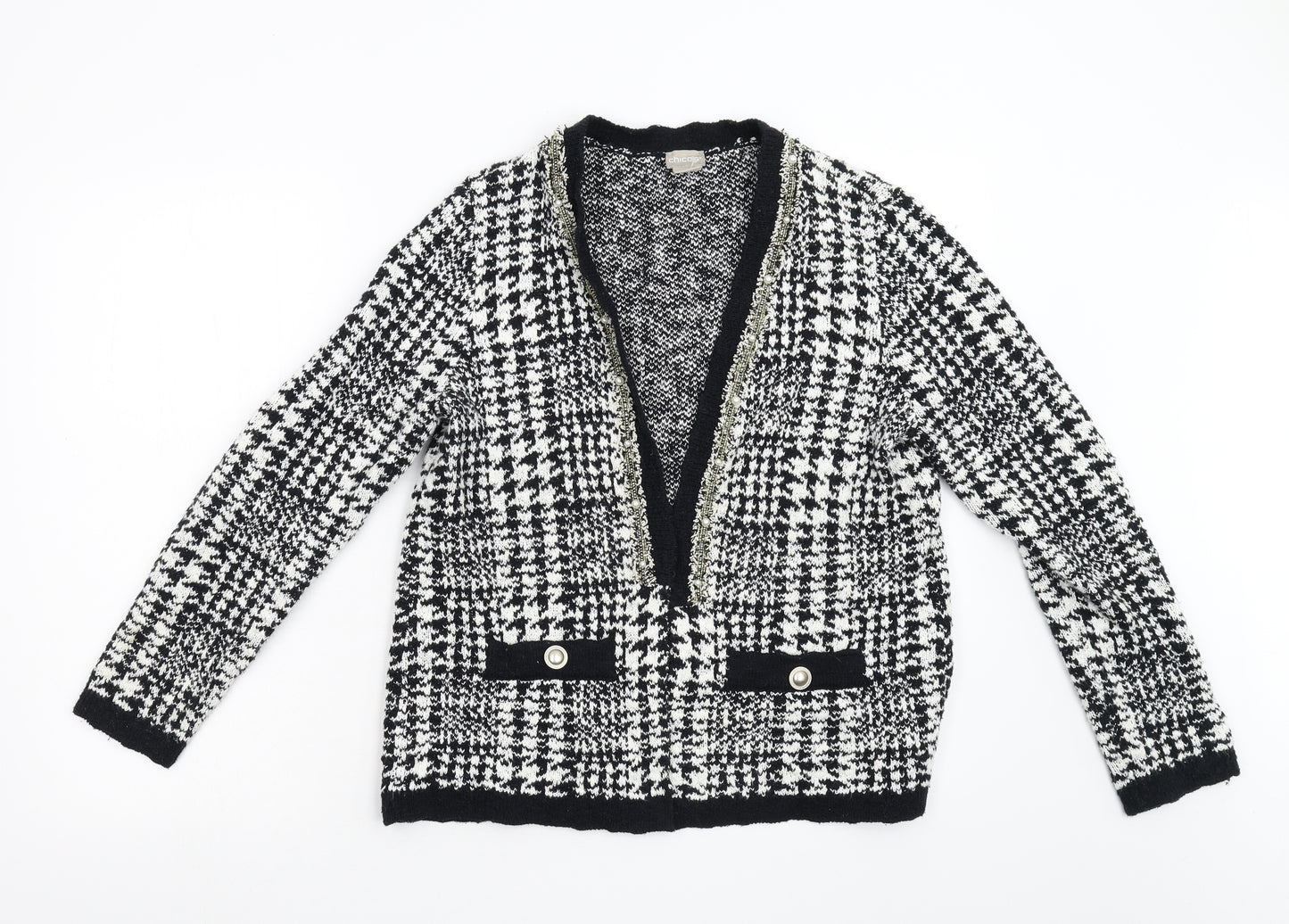 Chico's Womens Black  Knit Cardigan Jumper Size M