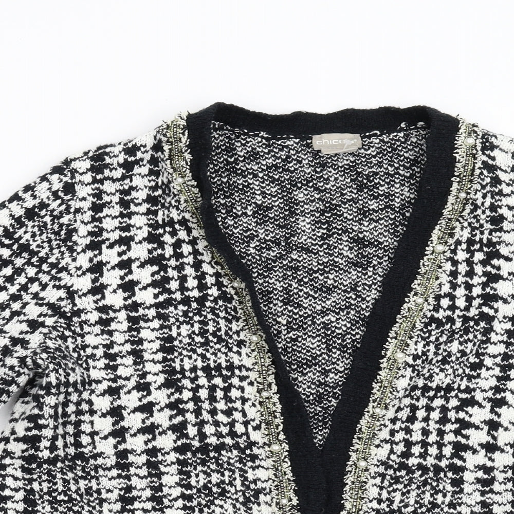 Chico's Womens Black  Knit Cardigan Jumper Size M