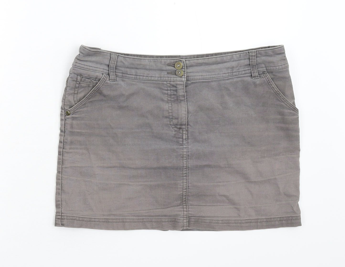M&S Womens Grey  Corduroy Mini Skirt Size 12