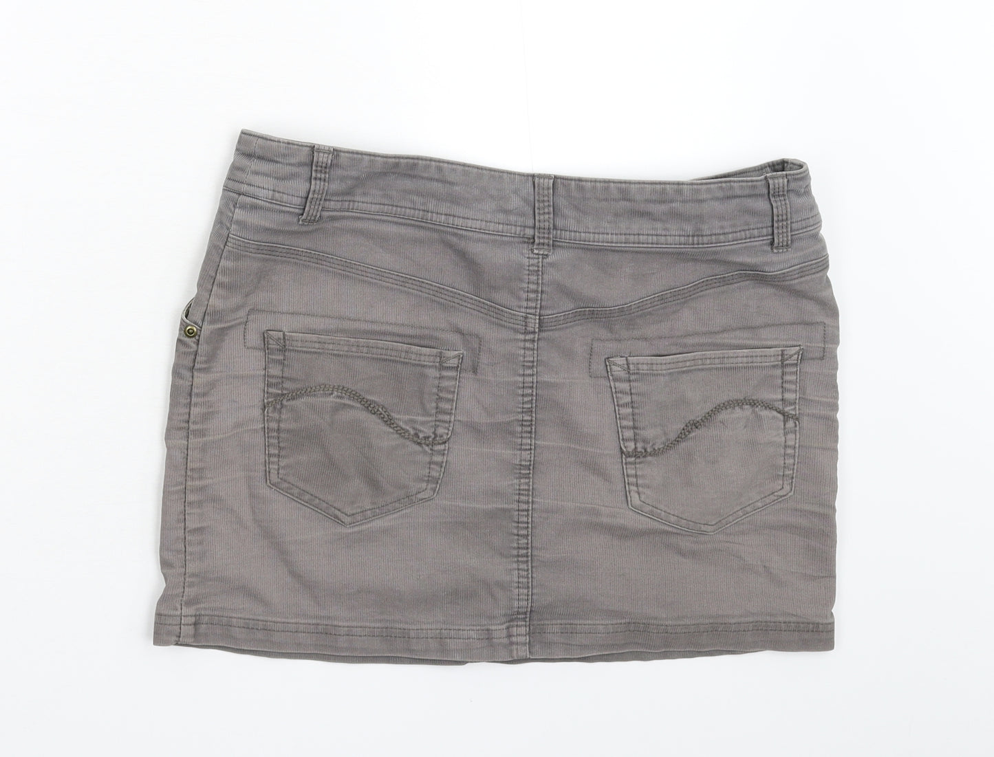 M&S Womens Grey  Corduroy Mini Skirt Size 12