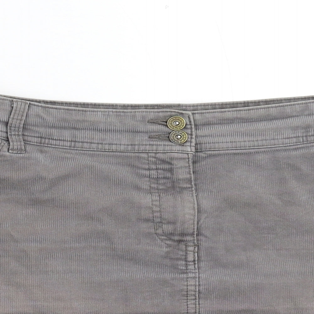 M&S Womens Grey  Corduroy Mini Skirt Size 12