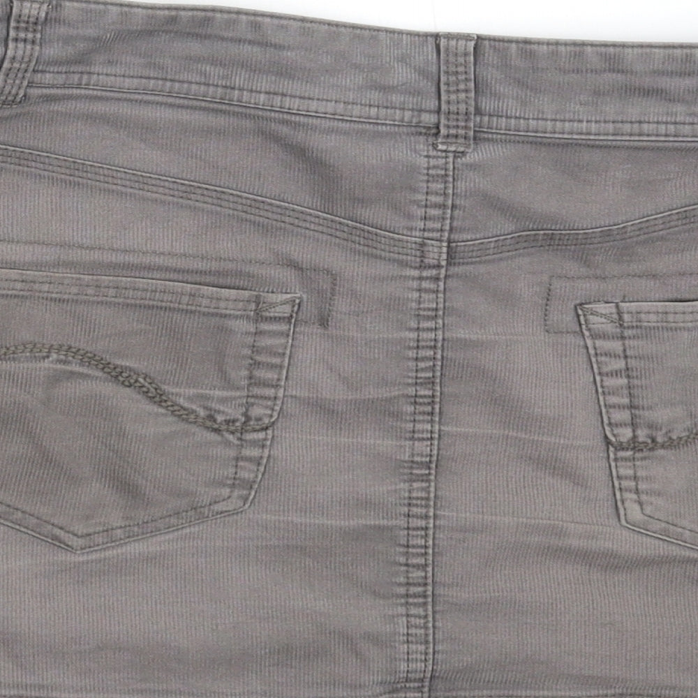 M&S Womens Grey  Corduroy Mini Skirt Size 12