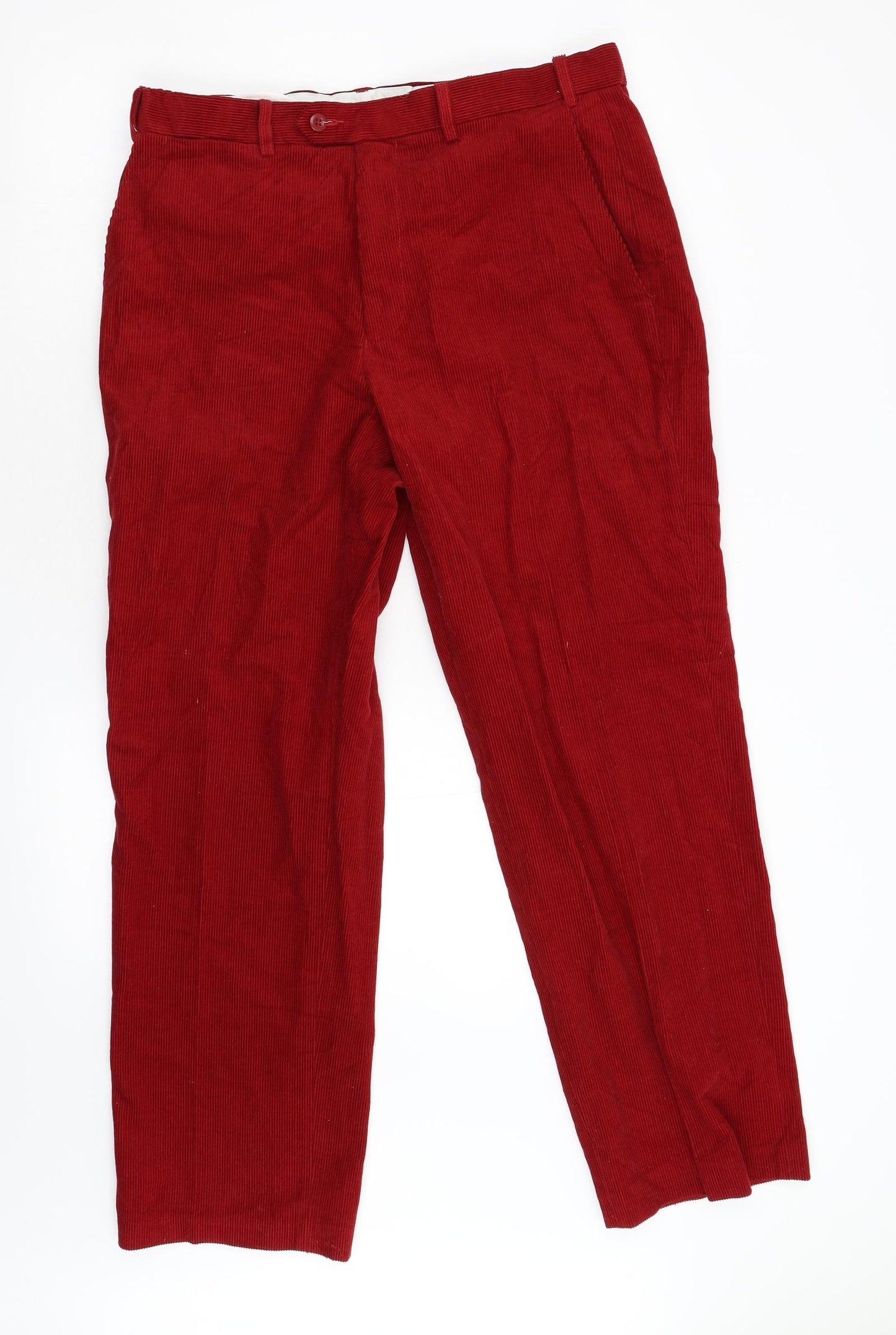 M&S Mens Red  Corduroy Trousers  Size 34 L29 in