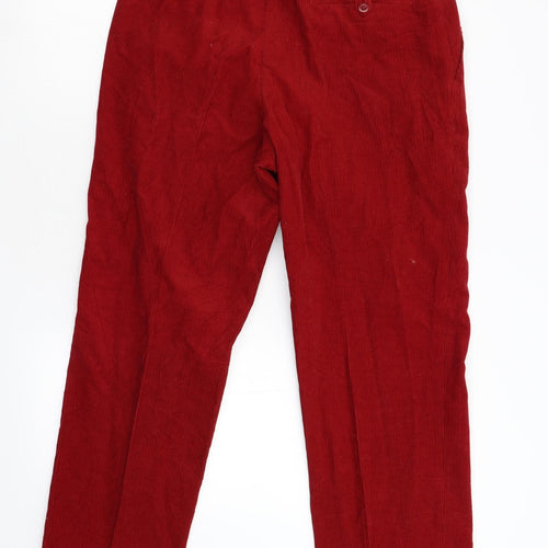 M&S Mens Red  Corduroy Trousers  Size 34 L29 in
