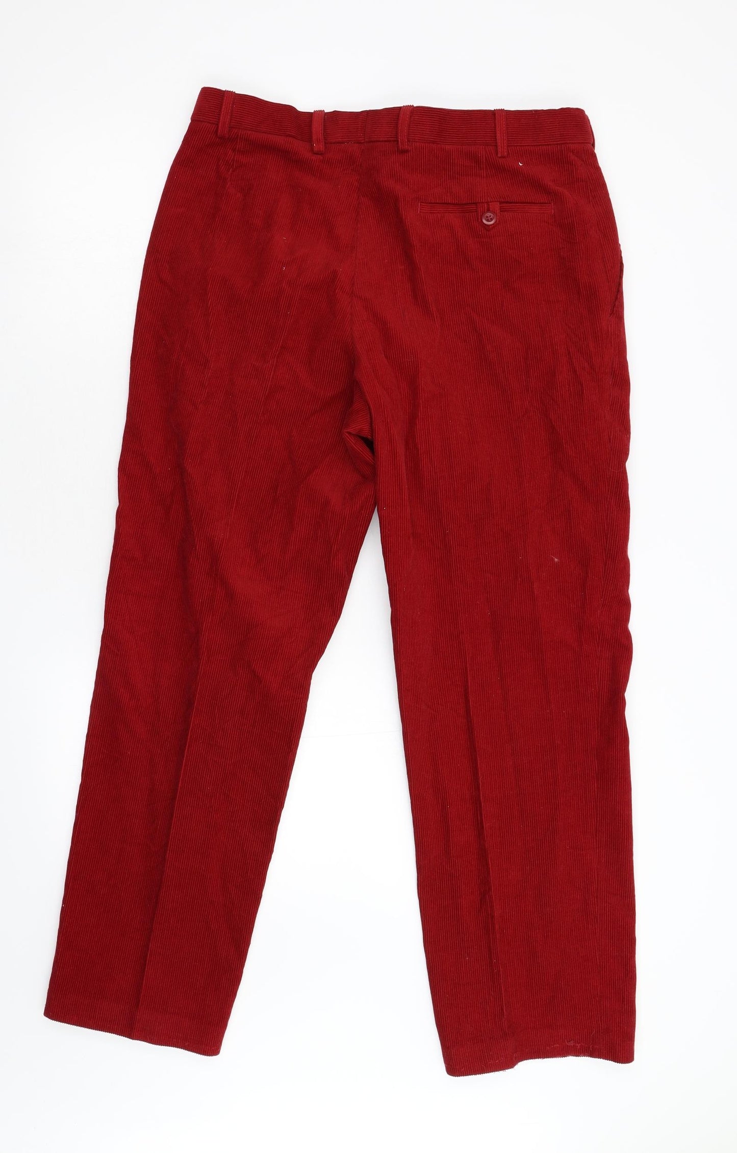 M&S Mens Red  Corduroy Trousers  Size 34 L29 in