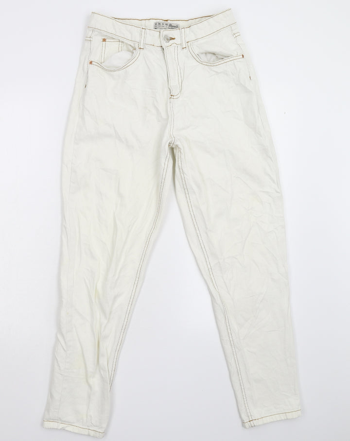 Primark Womens White Denim Straight Jeans Size 8 L28 in