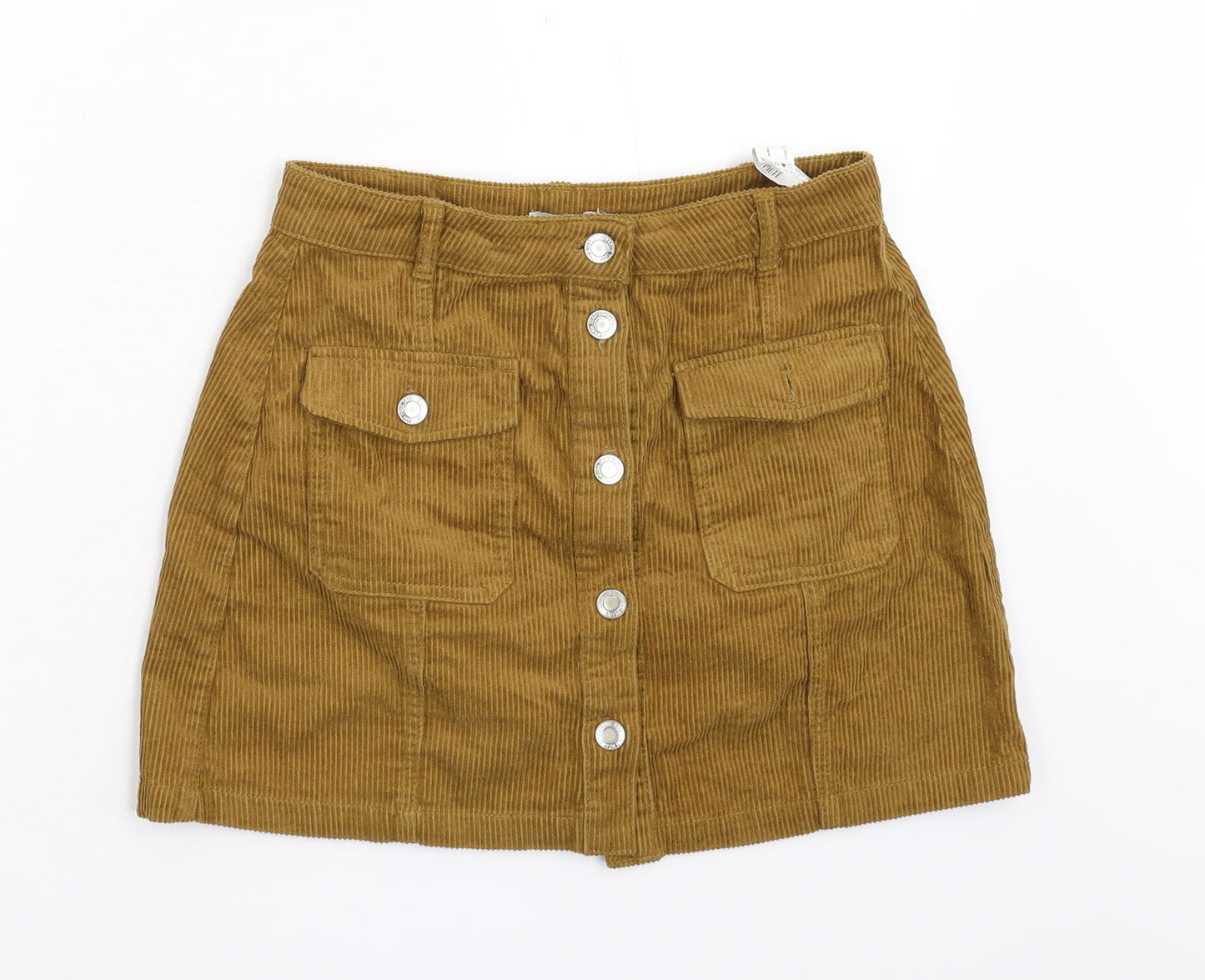 Stradivarius Womens Brown  Corduroy Mini Skirt Size 10