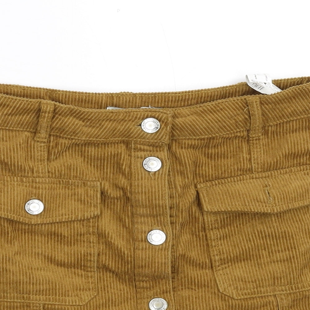 Stradivarius Womens Brown  Corduroy Mini Skirt Size 10
