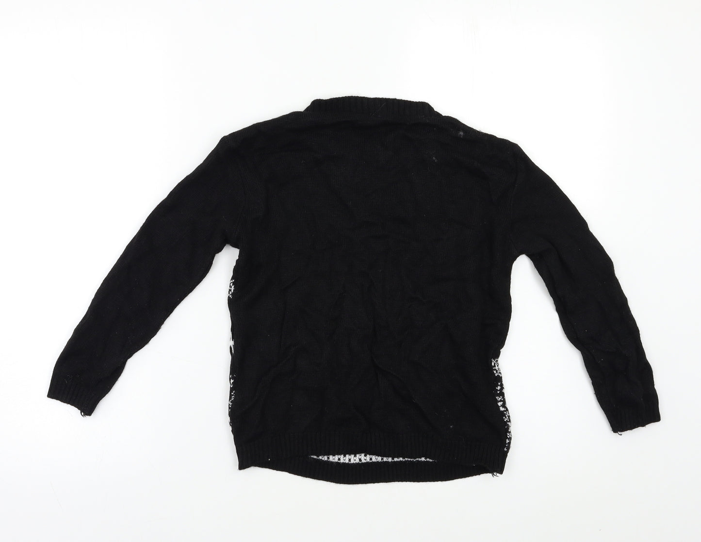 Prew Boys Black Geometric  Pullover Jumper Size 7-8 Years  - Xmas jumper