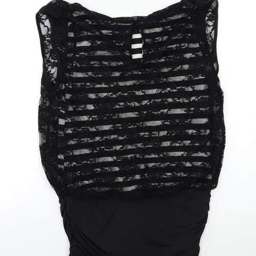 Tink & Funk Womens Black Striped  Basic Blouse Size S