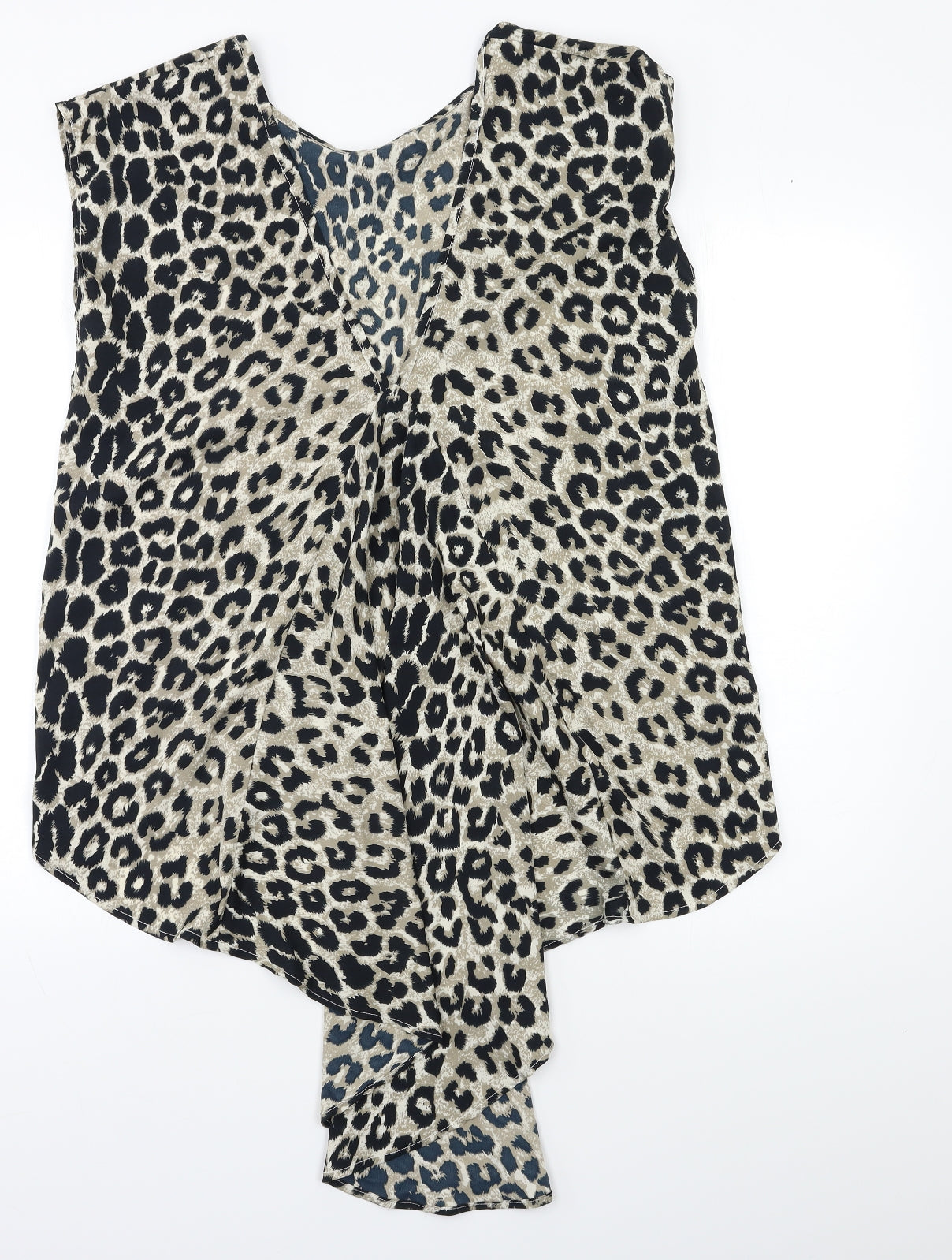 Preworn Womens Beige Animal Print  Basic Blouse Size L