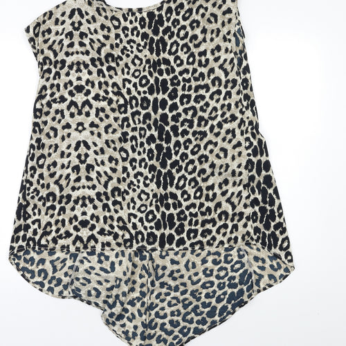 Preworn Womens Beige Animal Print  Basic Blouse Size L