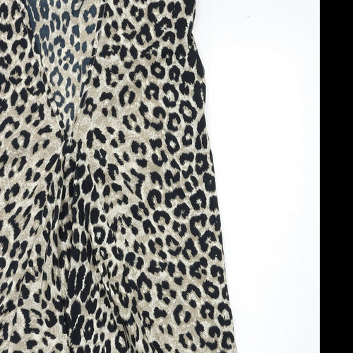 Preworn Womens Beige Animal Print  Basic Blouse Size L
