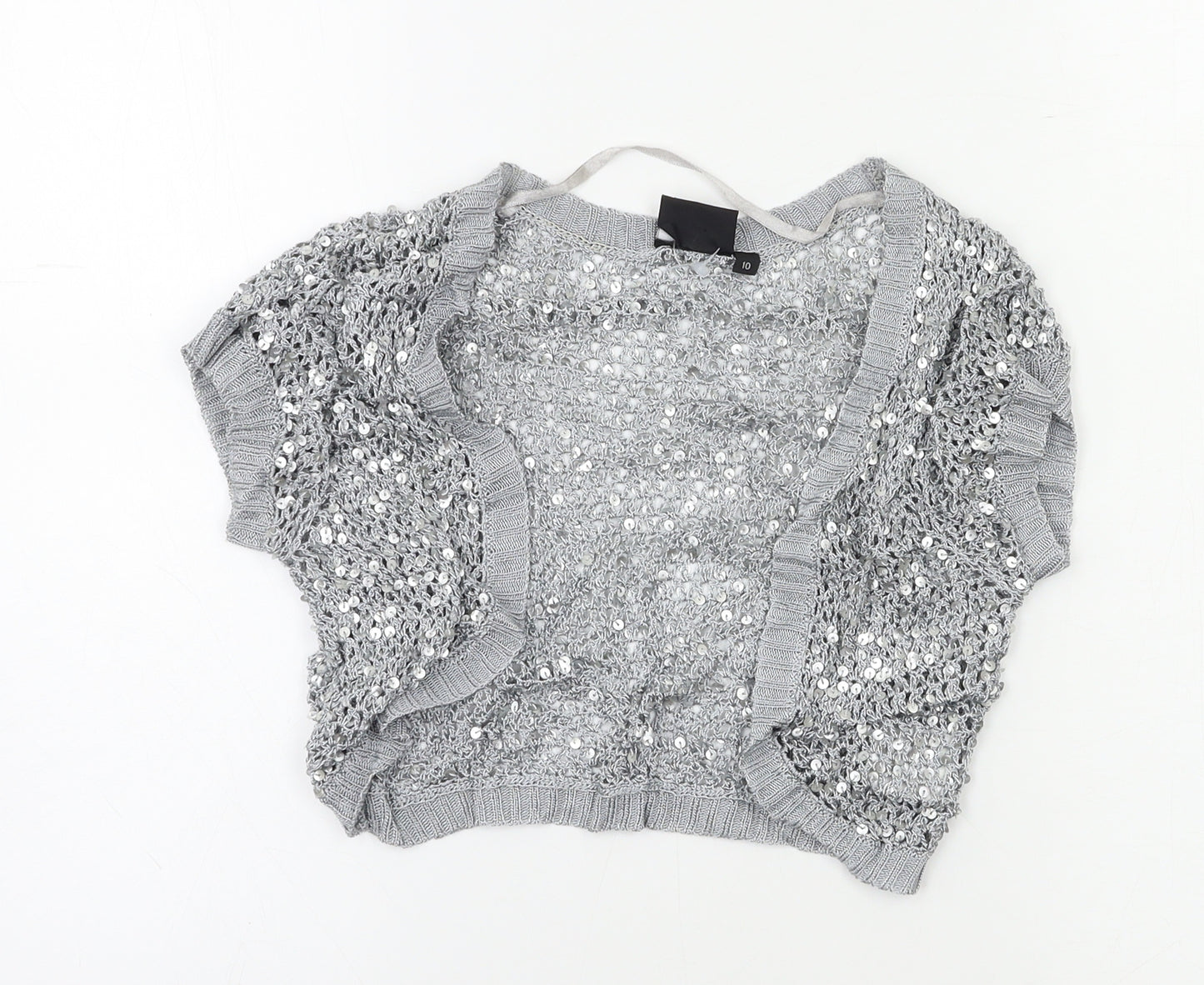 Logo Womens Grey   Shrug Jumper Size 10  - Sequin
