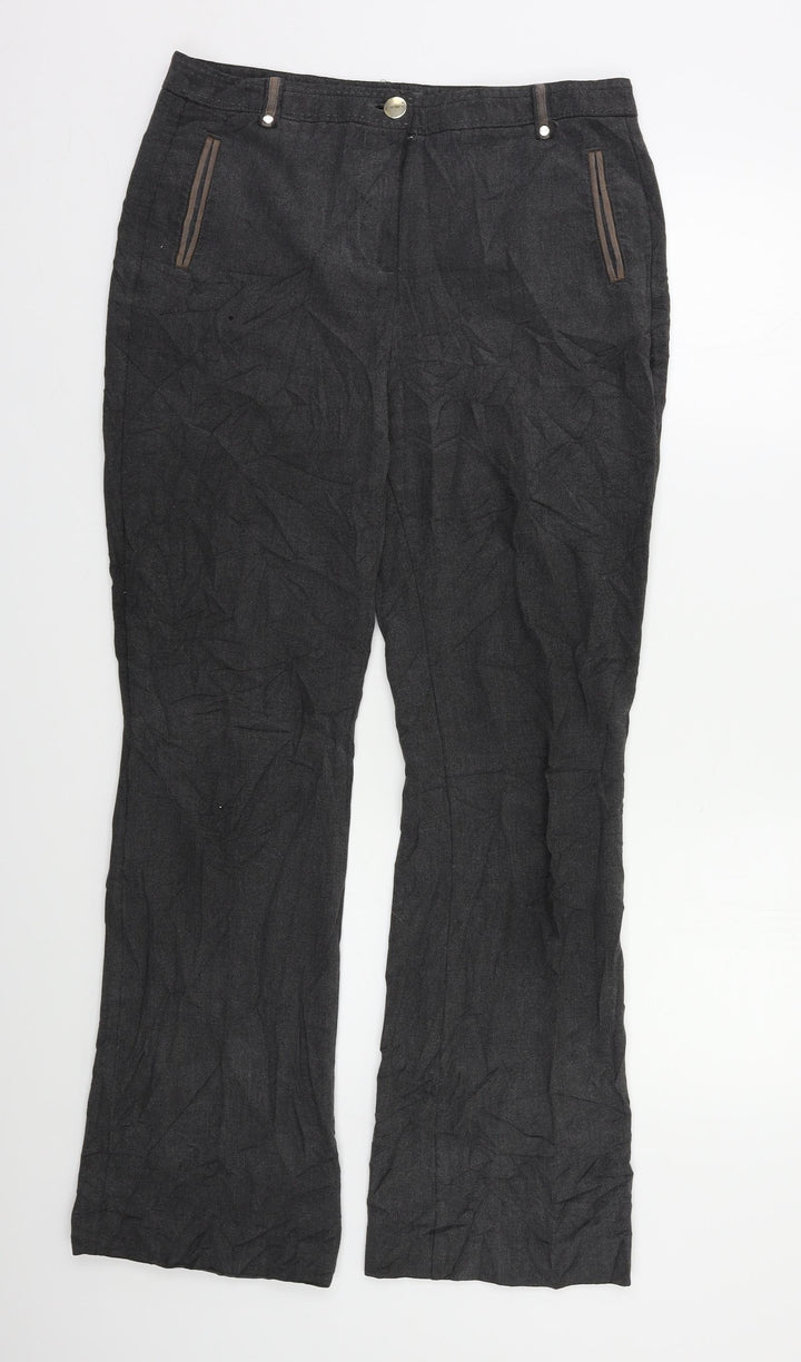 Per Una Womens Grey Trousers Size 12 L28 in