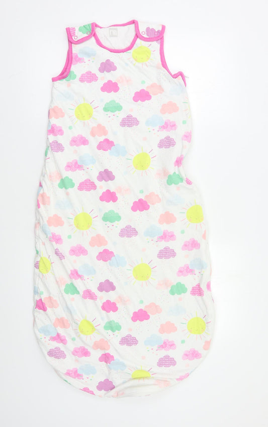 Front view of Mothercare Baby Beige Geometric Babygrow One-Piece, size 18-24, Months