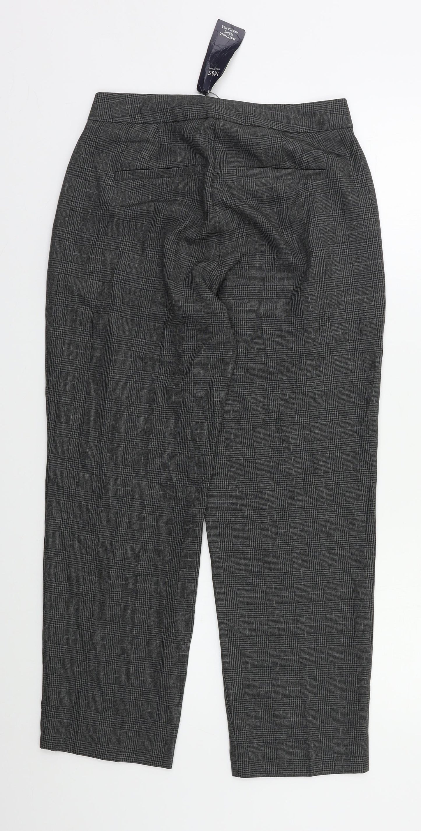 M&S Womens Grey Check  Dress Pants Trousers Size 6 L24 in