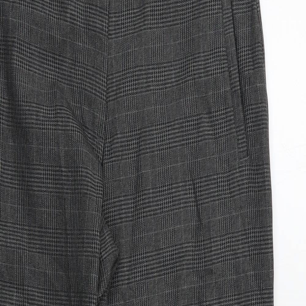 M&S Womens Grey Check  Dress Pants Trousers Size 6 L24 in