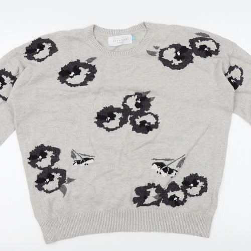 John Lewis Womens Grey Floral  Pullover Jumper Size 14