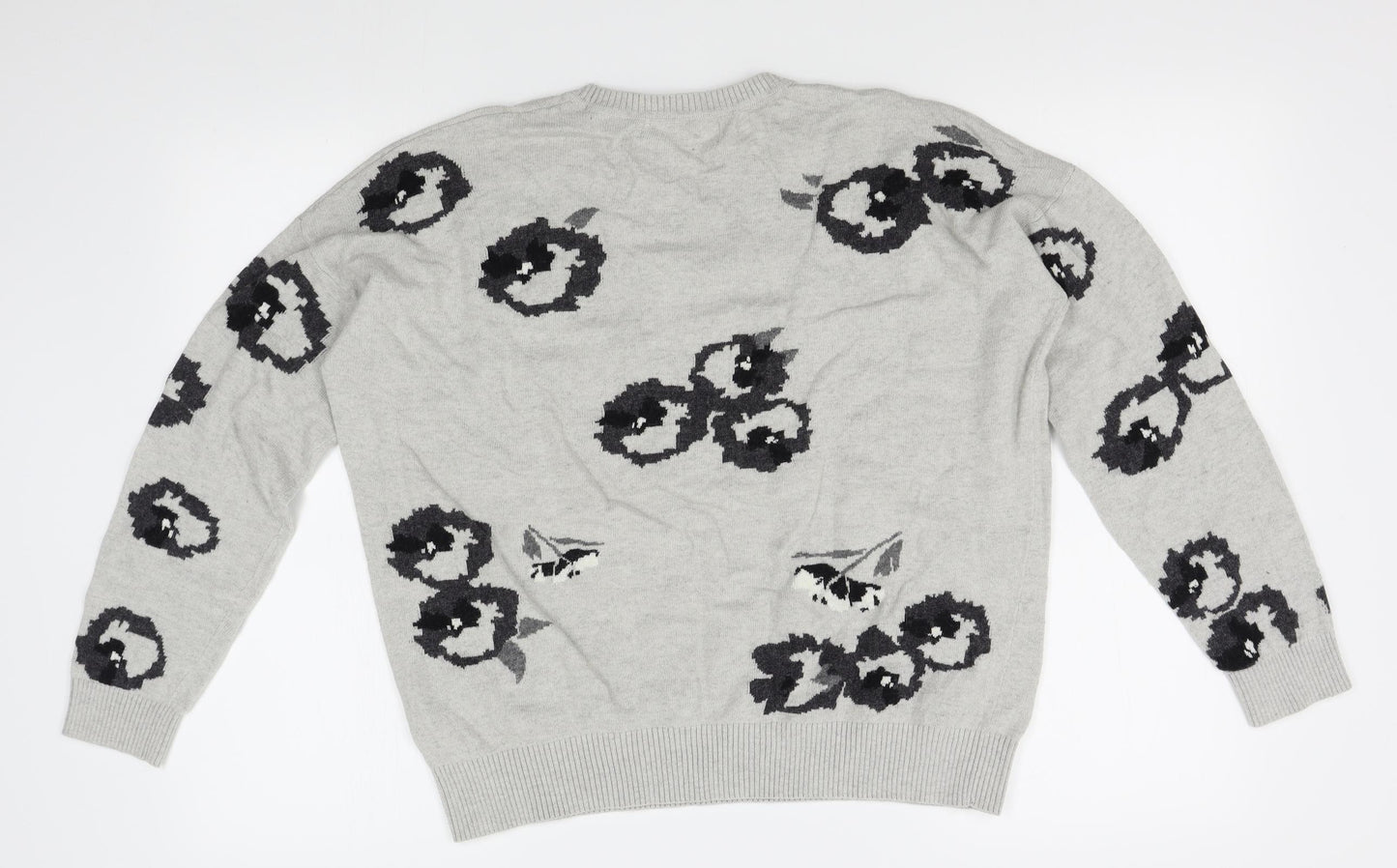 John Lewis Womens Grey Floral  Pullover Jumper Size 14
